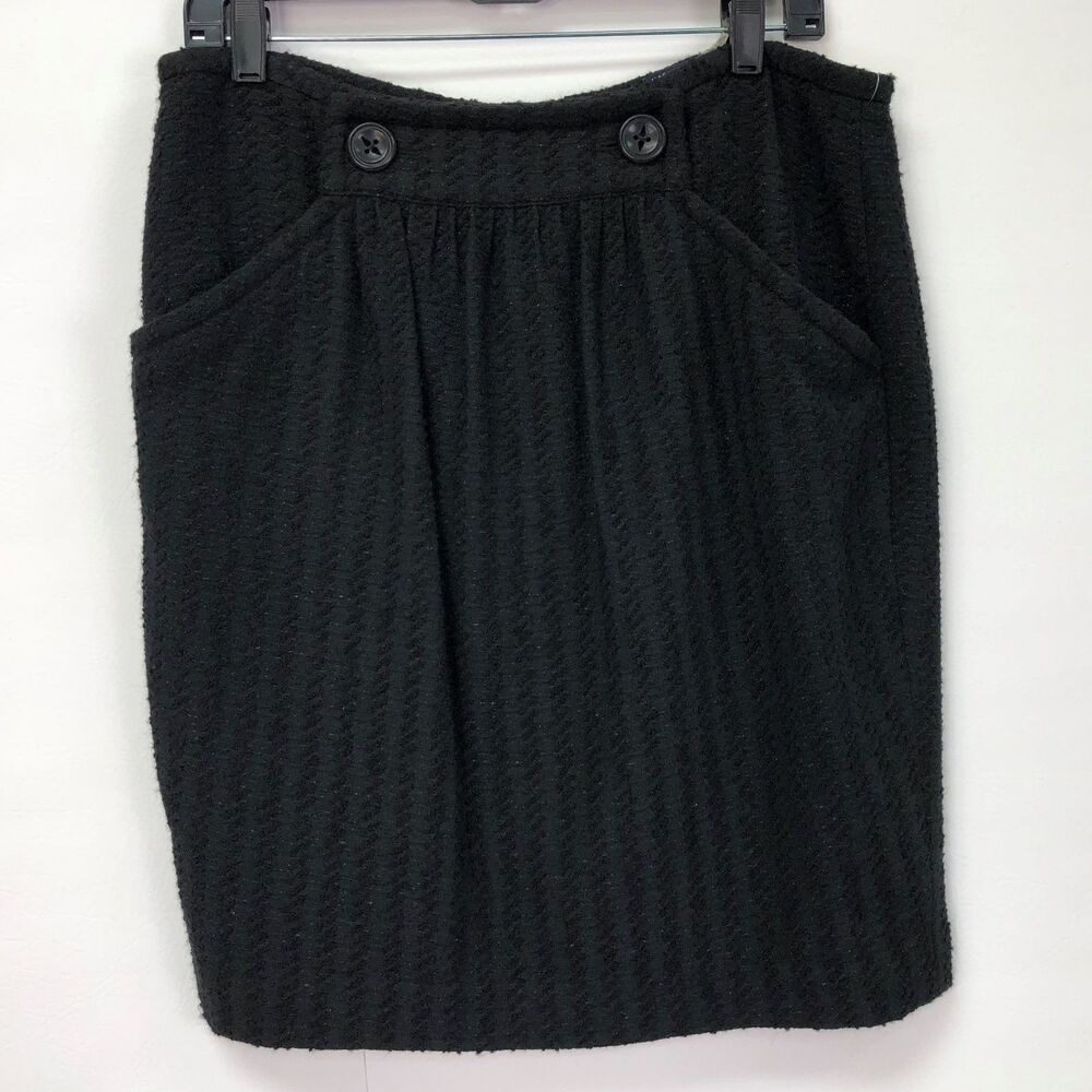 Magaschoni Women's Skirt Size 12 Black Glittery Lined Italy Fabric $260 NWOT